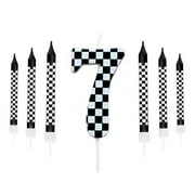 wuyuhangppo 7Pcs Birthday Candles Set,Cake Numeral Candles,Racing Cars Themed Birthday Candles for Cake Candle Checkered Decoration