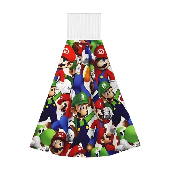 Saiise Mario Print Hanging Kitchen Towels Hand Towel Loop Dish Cloth Tie Towels Tea Bar Towels for Bathroom Farmhouse Housewarming Tabletop Home 14x18in