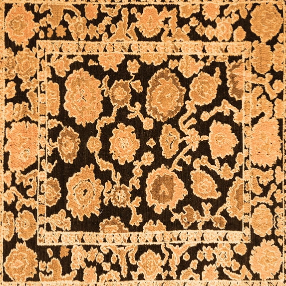 Ahgly Company Indoor Square Abstract Orange Modern Area Rugs, 6' Square