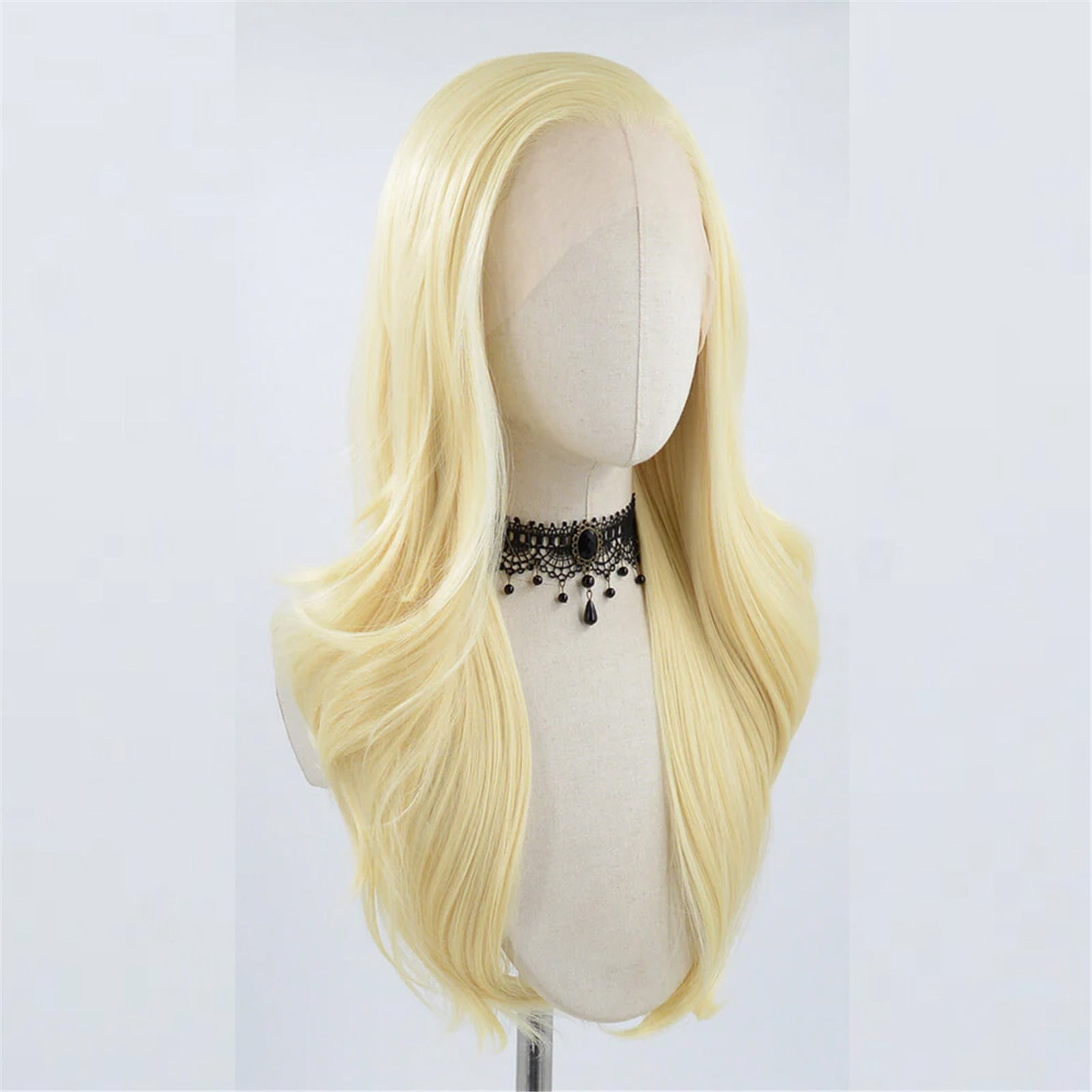 Long Platinum Synthetic Lace Front Wig Brown Body Wave Synthetic Wigs for Party Cosplay
