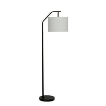 Mainstays 62" Black Metal Angled Downbridge Floor Lamp with Linen Shade