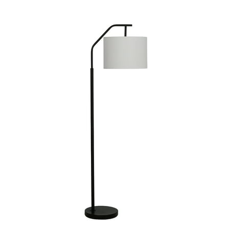 Mainstays 62" Black Metal Angled Downbridge Floor Lamp with Linen Shade