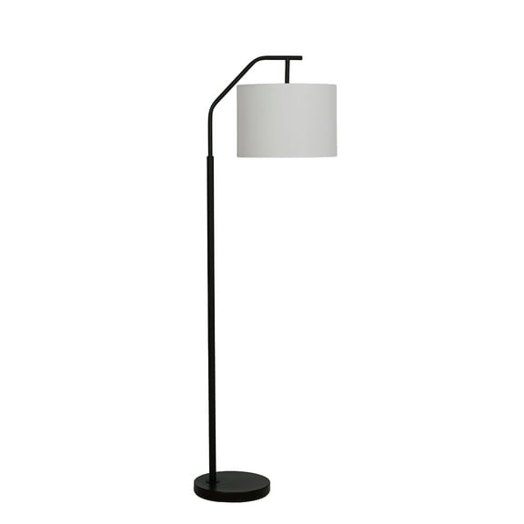Mainstays 62" Black Metal Angled Downbridge Floor Lamp with Linen Shade