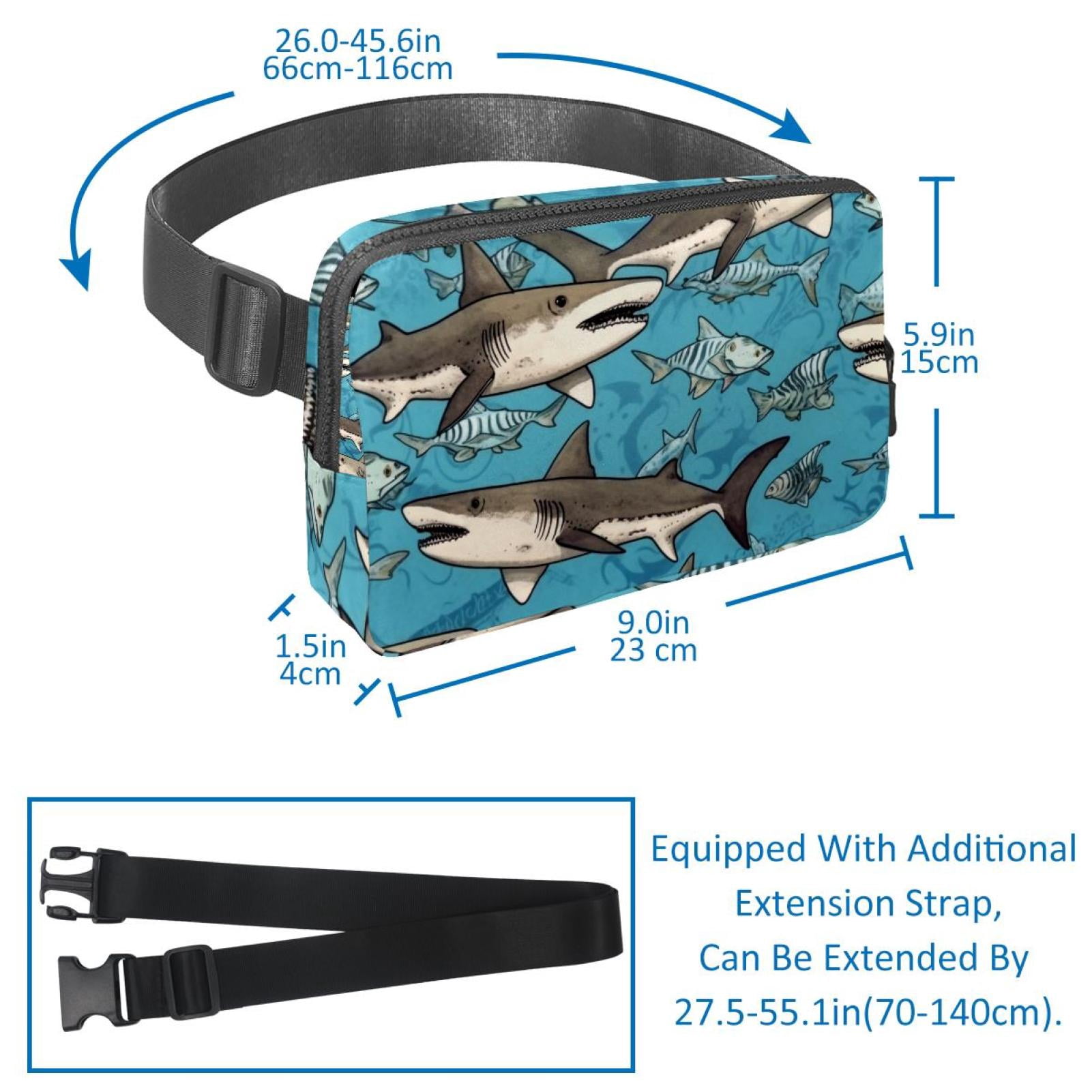 Shark Running Belt Money Belt Waist Bag Cross Body Bag Lightweight Adjustable Extension Strap Unisex Black Kindly Waterproof SportsOutdoor Hiking Cycling Travel Gym Workout Running Belt Bag²