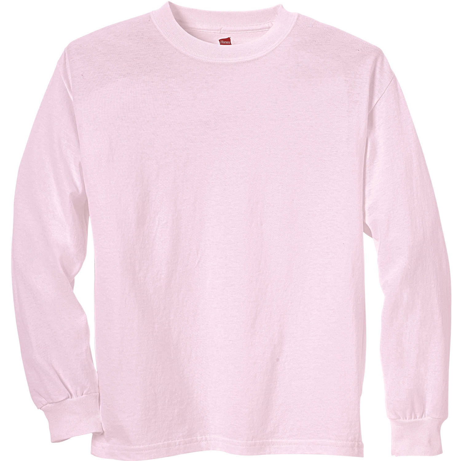 Hanes TAGLESS Youth LongSleeve TShirt, 5546, XS, Pale Pink