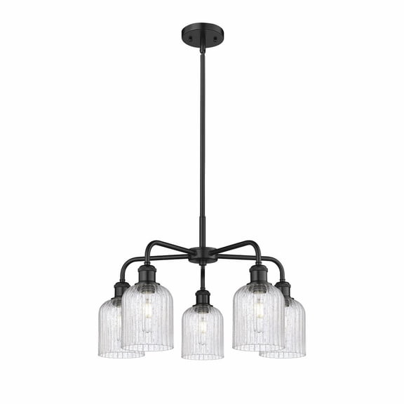 516-5CR-BK-G559-5SDY Innovations Lighting Bridal Veil - 5 Light Stem Hung Chandelier-14.5 Inch Tall and 23 Inch Wide-Matte Black Finish-Seedy Glass