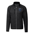 thumbnail image 2 of Men's-Cutter & Buck  Heather Charcoal San Jose Earthquakes Big & Tall Mainsail Sweater-Knit Full-Zip Jacket, 2 of 3