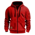 thumbnail image 2 of RYDCOT Men's Soft Midweight Fleece Lined Full Zip Sweatshirt Hoodie Jacket with Zipper Pocket Red, 2 of 6