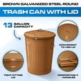 thumbnail image 6 of Plexon 13 Gallon Outdoor Metal Trash Can with Lid, Vintage Metal Garbage Can, Bird Seed Storage Container, Large Dog Food Container, Storage Bucket with Lid for Animal Food, Copper, 6 of 9