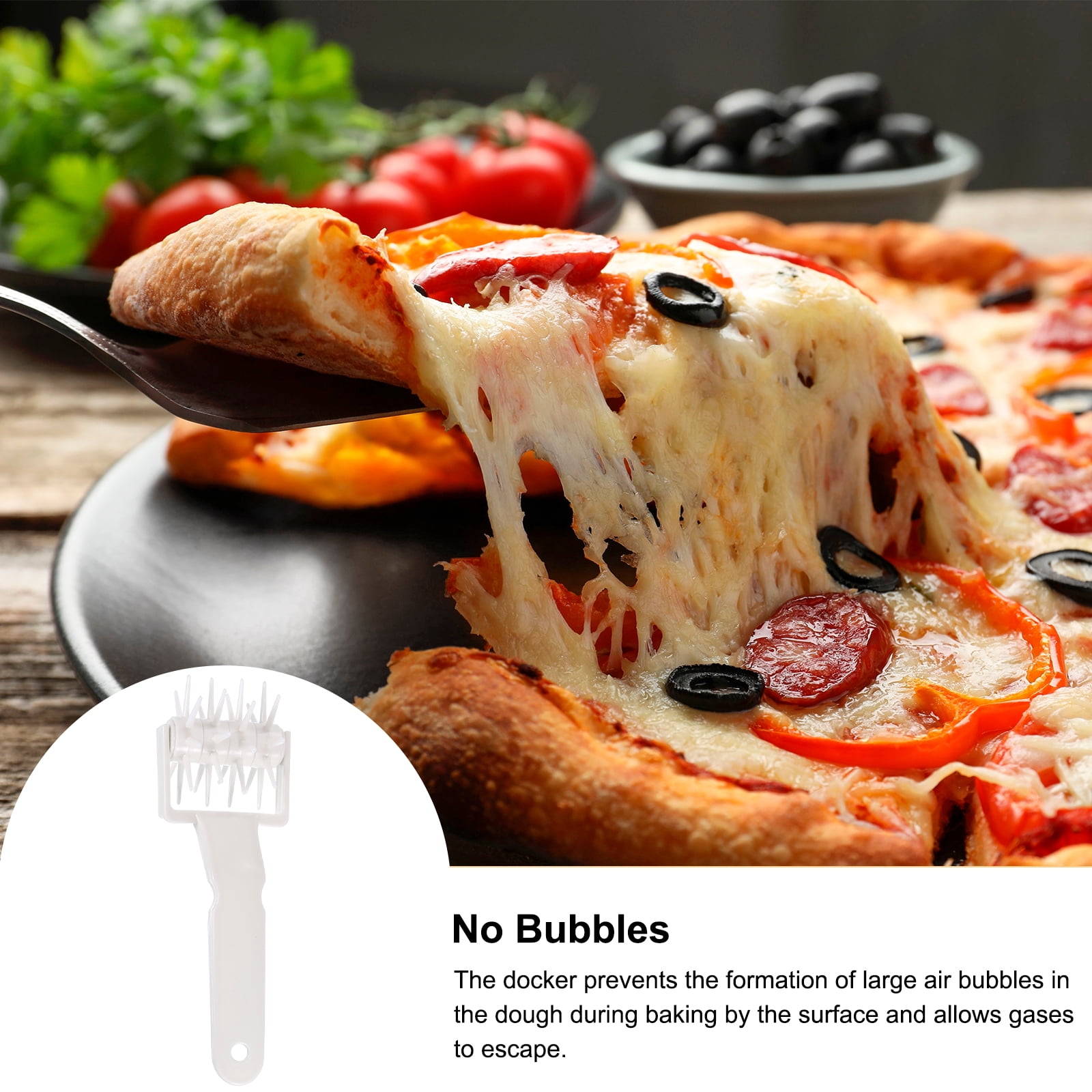 Unique Bargains Pizza Dough Docker Roller Plastic Wheel for Baking 7.9"