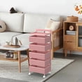 thumbnail image 6 of 6 Tier Metal Utility Cart Rotating Shelf Household Organization Rack Pink, 6 of 7