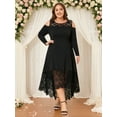 thumbnail image 5 of LapaPlus Womens Plus Size Dresses Mesh Lace Long Sleeve Irregular Hem Evening Party A-Line Dress, 5 of 10
