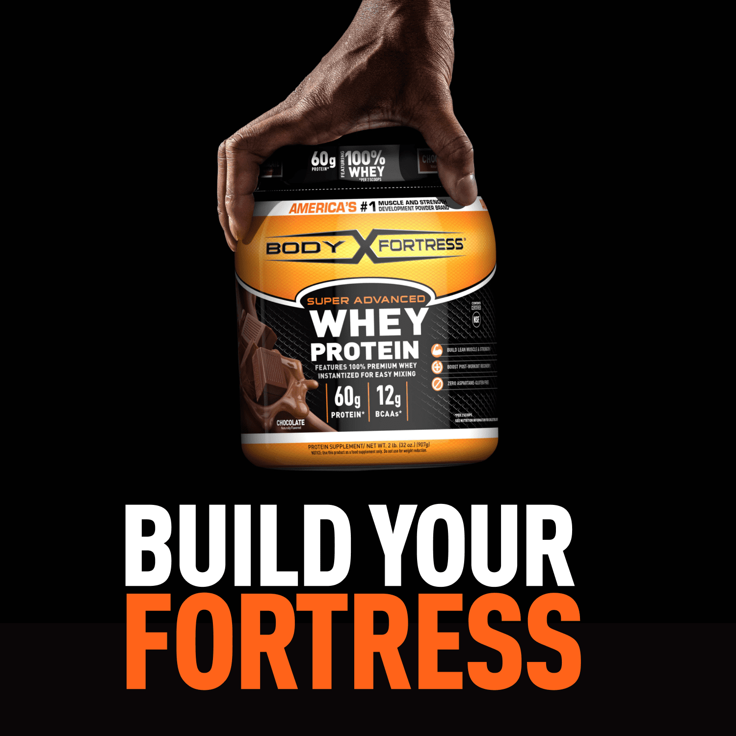 Body Fortress Super Advanced Whey Protein Powder, Chocolate, 60g Protein, 2lb, 32oz