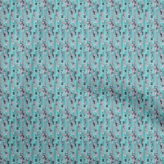oneOone Georgette Viscose Turquoise Blue Fabric Floral Sewing Fabric By The Yard Printed Diy Clothing Sewing Supplies 42 Inch Wide