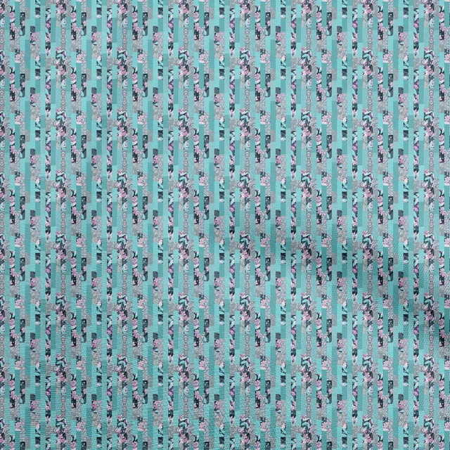 oneOone Rayon Turquoise Blue Fabric Floral Sewing Craft Projects Fabric Prints By Yard 56 Inch Wide