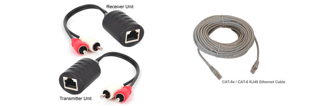 Stereo Rca Audio Balun Extender Over Cat5 Cat5e Cat6 Cable Max 250ft Tv Video Home Audio Consumer Electronics