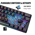 thumbnail image 3 of Mechanical Gaming Keyboard,Rainbow RGB Backlit Gaming Wired Keyboards Compact Mini 61 Keys Portable 60 Percent Mechanical Keyboard with Black Keycaps,for Windows Laptop PC Linear Blue Switch, 3 of 7