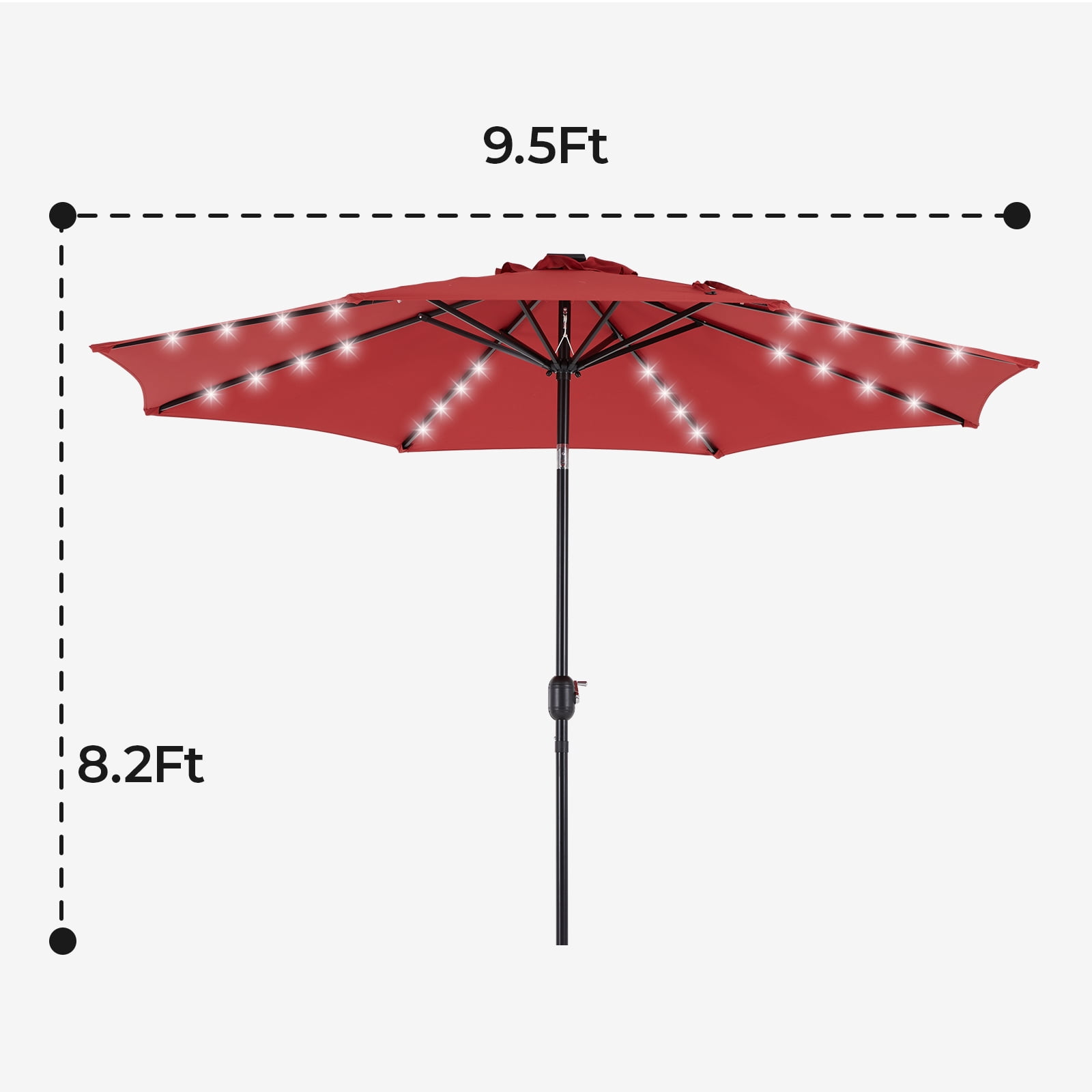 Alvantor 10ft Solar LED Lighted Patio Umbrella, Table Umbrella with 32 Lights, Push Button Tilt, UV-Resistant Canopy, for Deck, Garden, Pool, Café