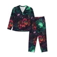 thumbnail image 1 of Balery Red And Green Carnation Conjunto de Pijama con Estampado para Mujer, Conjunto de Dos Piezas con Manga Larga, Ropa de Dormir Suave con Bolsillos, Pijamas Cómodos-Large, 1 of 7