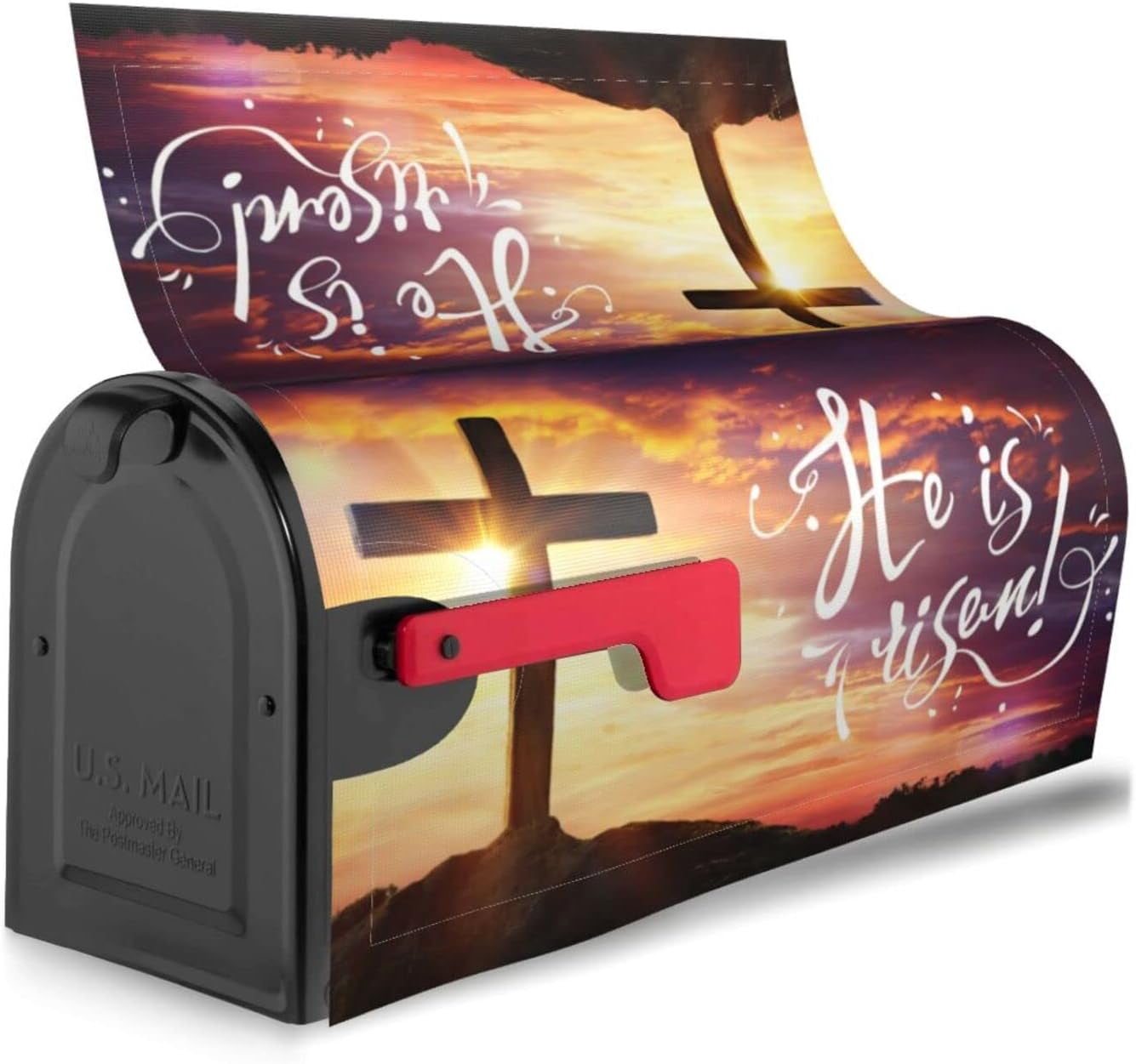 Jesus Christ Cross Sepulcher Lord Pray Easter Religious Belief Mailbox Magnetic Post Mailbox Cover Garden Decor Outdoor Large 25.5" X 21"