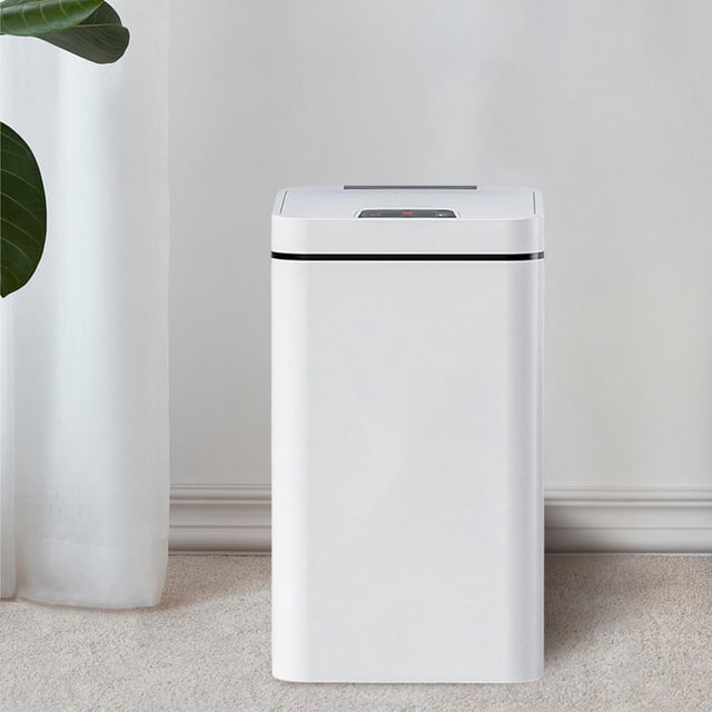 Cesto de basura inteligente Prácticos contenedores de basura de inducción multipropósito sellados Blanco 18L Baoblaze Cesto de basura