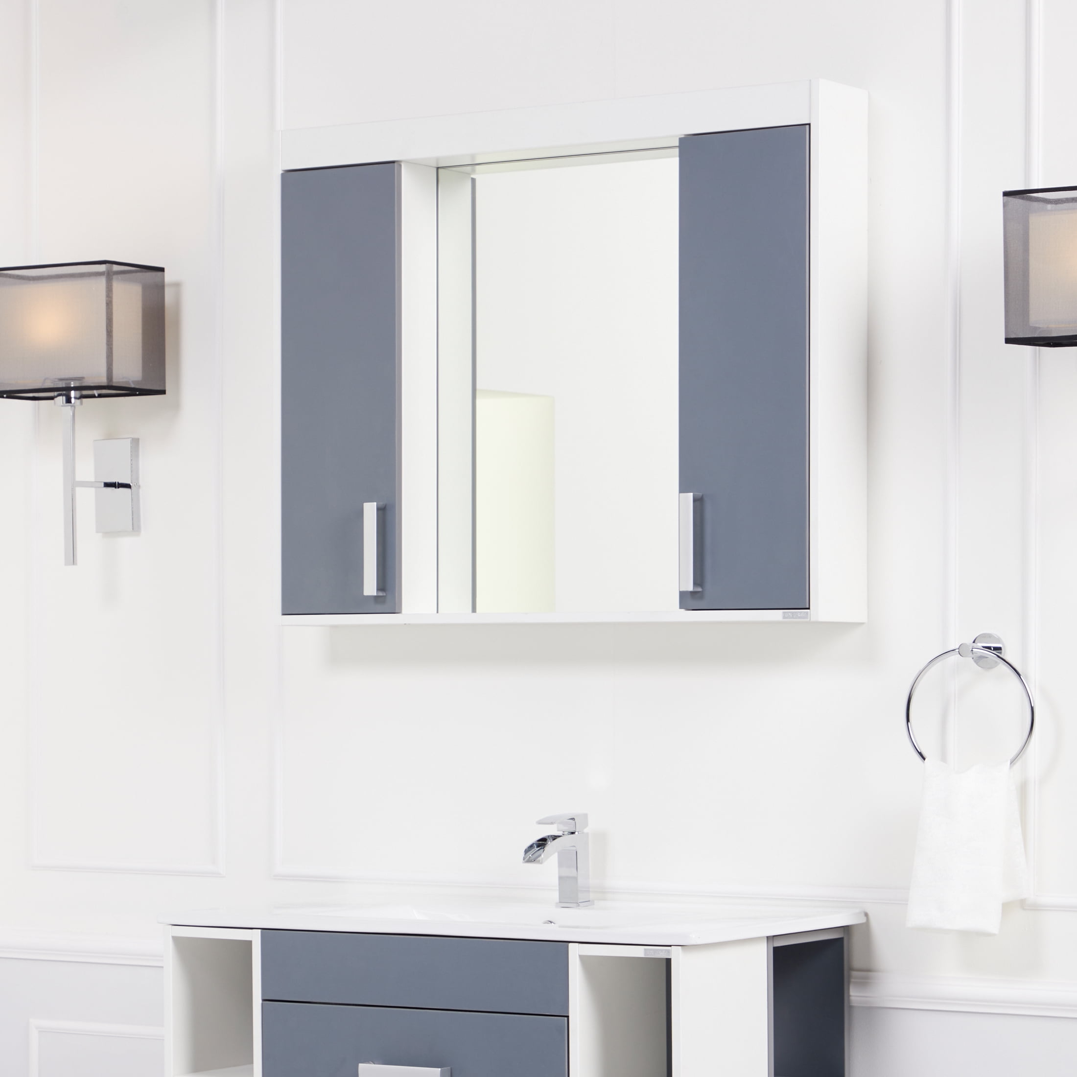 LUXE Bidet Kyro Bathroom Vanity, Medicine Cabinet, Sink, Carbon Gray