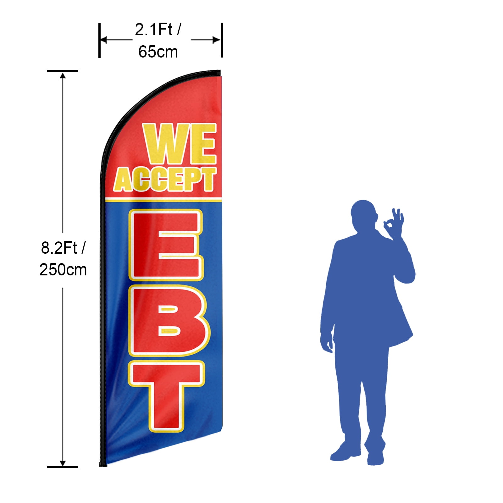 QSUM We Accept EBT Sign Feather Flag,8ft We Accept EBT Outdoor Advertising Flag, We Accept EBT Business Sign,We Accept EBT Swooper Flag（Flag Only）