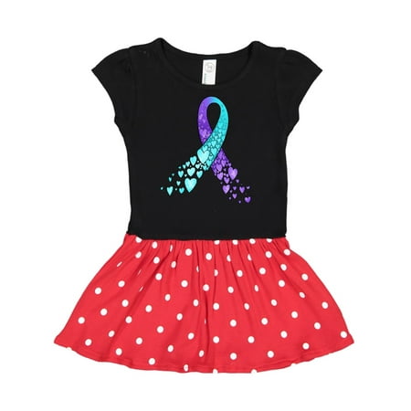 

Inktastic Suicide Prevention Ribbon with Blue and Purple Hearts Gift Toddler Girl Dress