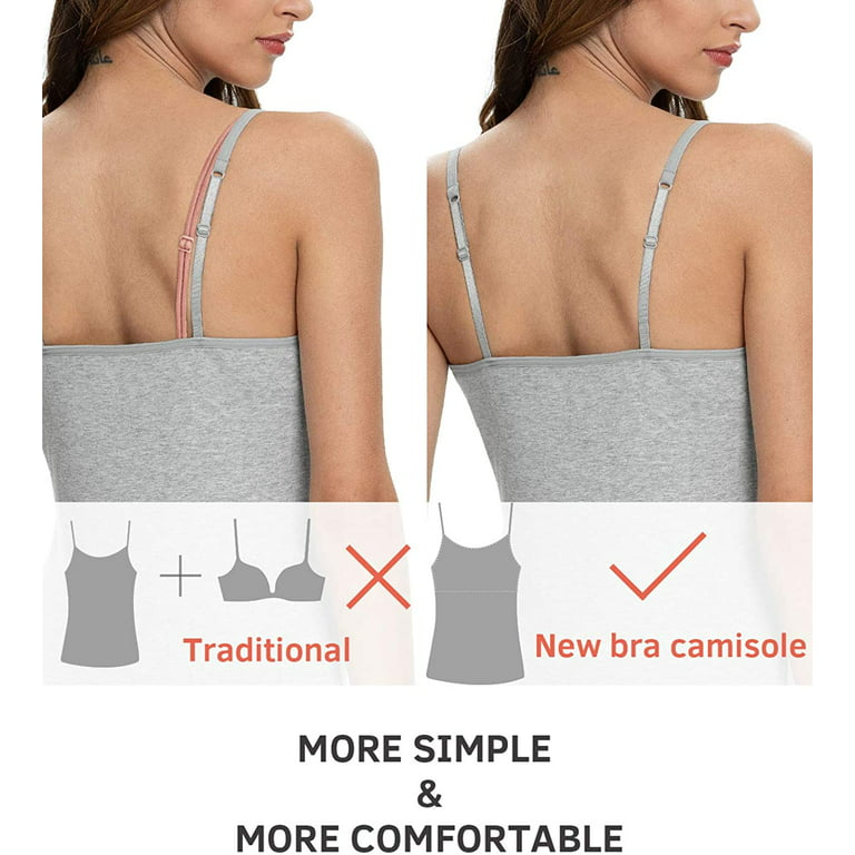 Vaslanda Camisoles for Women with Built in Bra Adjustable Strap Sleeveless  Summer Tank Tops for Workout Sleeping Traveling 