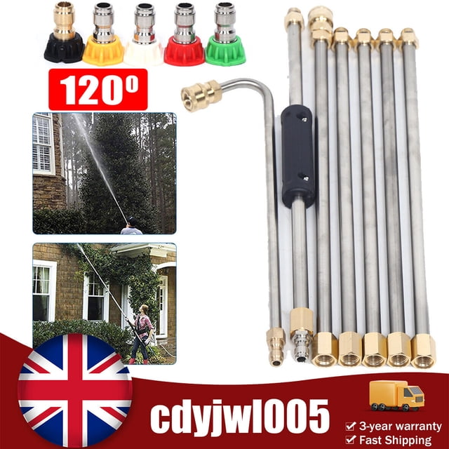 High-Pressure Washer Lance, Adjustable Stainless Steel Wands For Wide Application, Brass Components For Durability, 120° Curved Rod For Areas Hard To Reach
