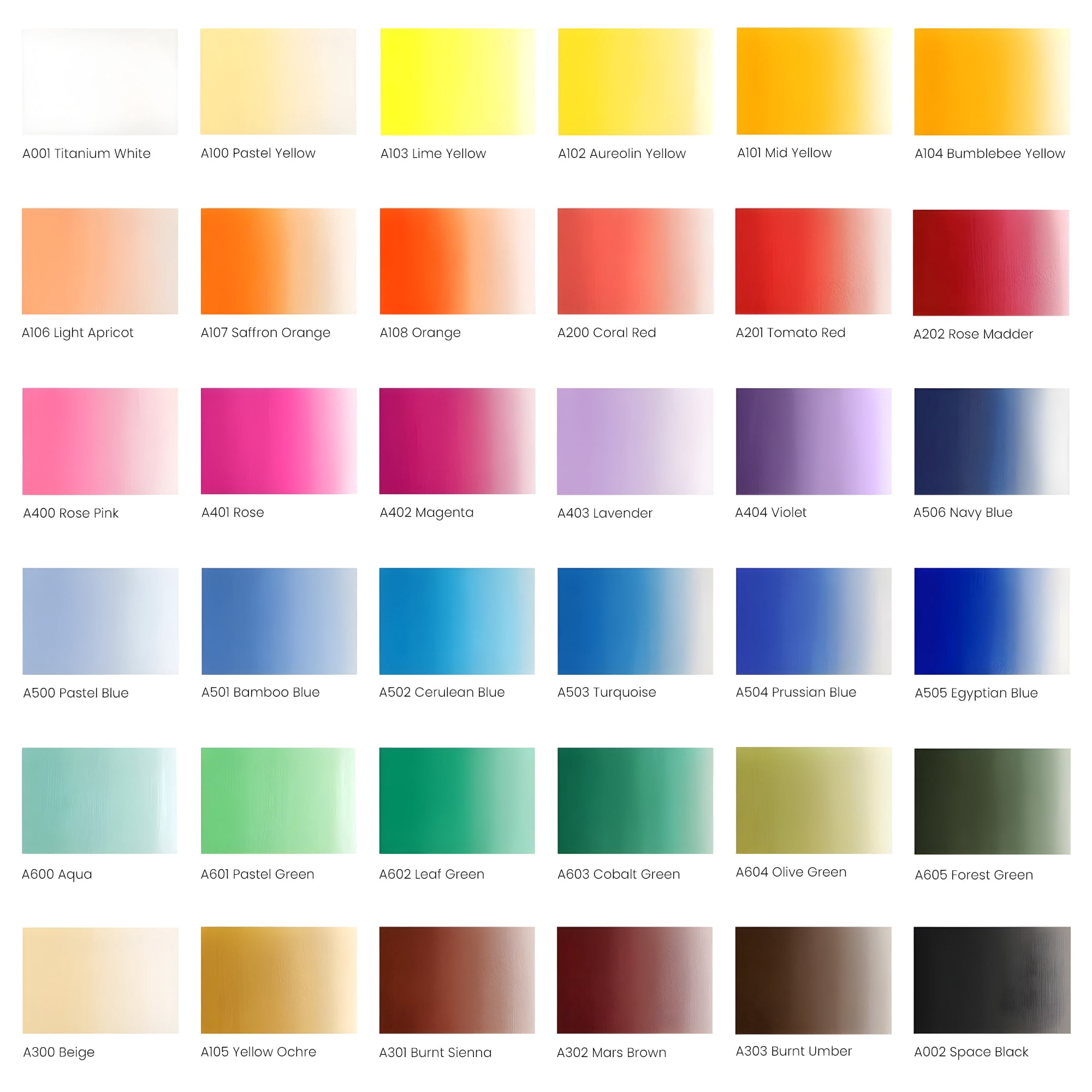 Arteza Acrylic Gouache Paint, Matte Finish, Multicolor, Set of 36, 22 mL