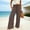 Coffee, variant on Wide Leg Linen Pants for Women Tie Front Elastic Waist Pants Solid Color Casual Comfy Trouser Lightweight Summer Boho Pant