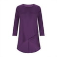 thumbnail image 3 of Jalioing Women's Long Sleeve Tunic Tops Round Neck Irregular Mid-Length Shirts Fashion Loose Blouses Outfits, 3 of 7