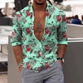 thumbnail image 2 of Camisas Para Hombre Manga Corta Camisas estampadas informales de manga larga para otoño e invierno para hombre, blusas superiores a la (Green, M), 2 of 4