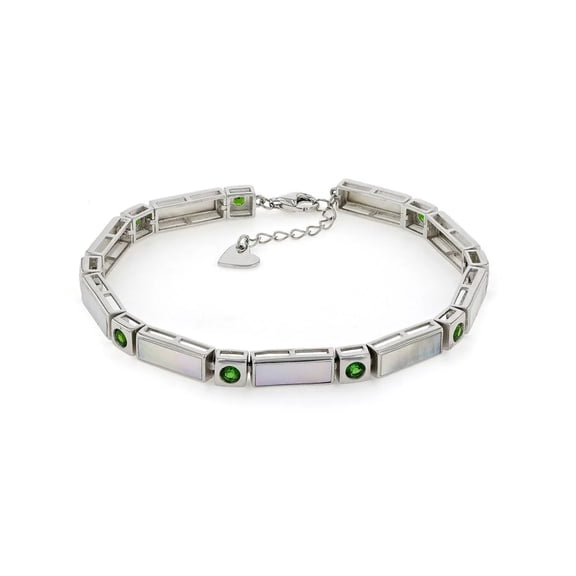 Natural Mother Of Pearl  Chrome Diopside Bracelet