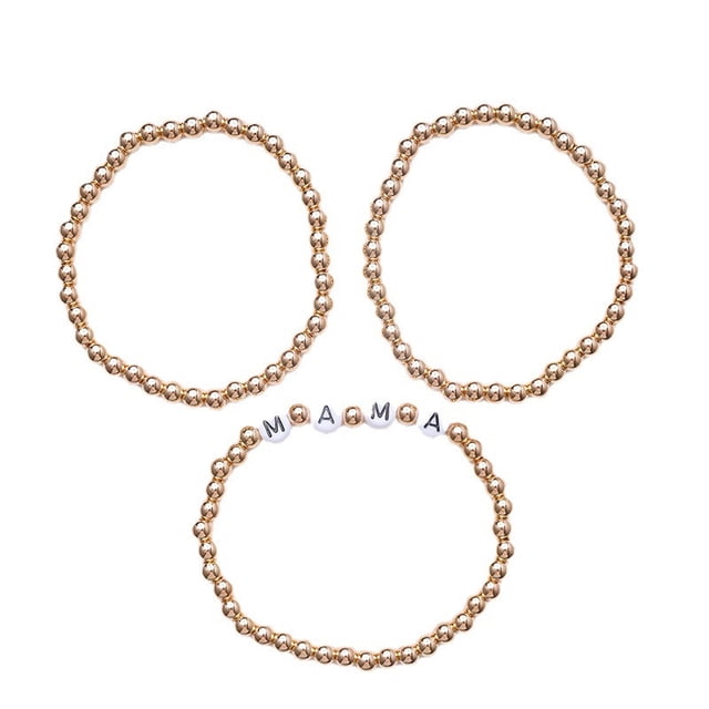 Regalos Del Día de la Madre para Mamá,Pulsera de Cuentas de Letra de Oro Personalizada,Cadena de Cuentas Regalo para Ella,Regalos Del Día de la Madre para Mamá,,