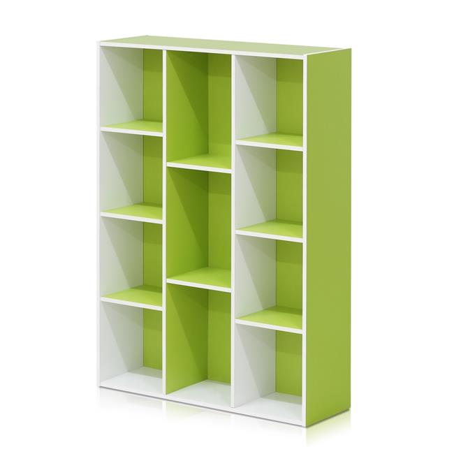 11107WHGR 11Cube Reversible Open Shelf Bookcase, White & Green