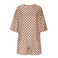 thumbnail image 5 of Bzhegqhd Women's Comfortable Loose Casual and Fashionable Plaid Short-sleeved Tops and Shorts Two-piece Set, 5 of 8