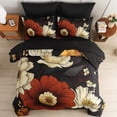 thumbnail image 4 of Dintszyayue Red Flower 7Pcs Comforter Set King Bed in a Bag Floral Bedding Lightweight Boho Bed Set with Sheet All Season(90"x104"), 4 of 8