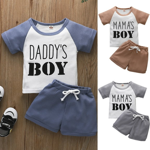 URMAGIC 2PCS Toddler Baby Boys Daddy's Boy Short Sleeve Tshirt Shorts Summer Outfits