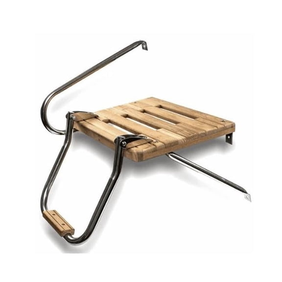 Teak Swim Platform with Ladder & Harware, Black - Outboard