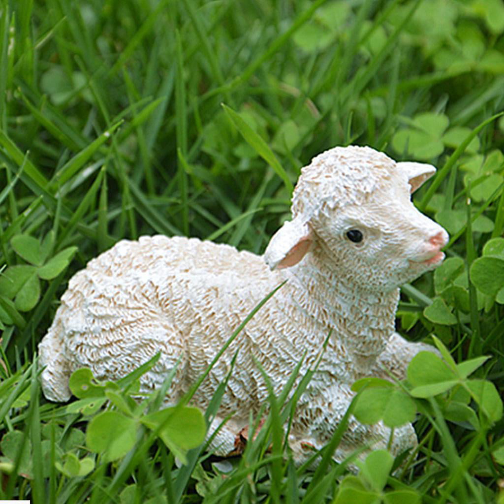 1 Home Garden Resin Sheep Model for DIY Outdoor Grassland Backyard Accessory 