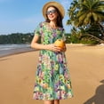 thumbnail image 4 of Daiia Watercolor Blooming Cactus Print Women's Dresses 2025 Trendy Short sleeve Dresses Casual Baggy Flowy Maxi Sun Dresses, 4 of 6