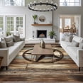 thumbnail image 4 of Country Star Washable Area Rug 5 x 7 ft Farmhouse Star Brown Beige Wood Grain, Soft Non Slip Rugs Stain Repellent Indoor Felt Carpet for Living Dining Room Bedroom Home Office, 4 of 9