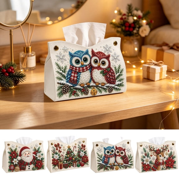 YOTQUSKI Facial Tissue Holder, Christmas Tissue Box, DIY Diamonds Art Tissue Box, Used for Living Room, Bathroom, Office Desk