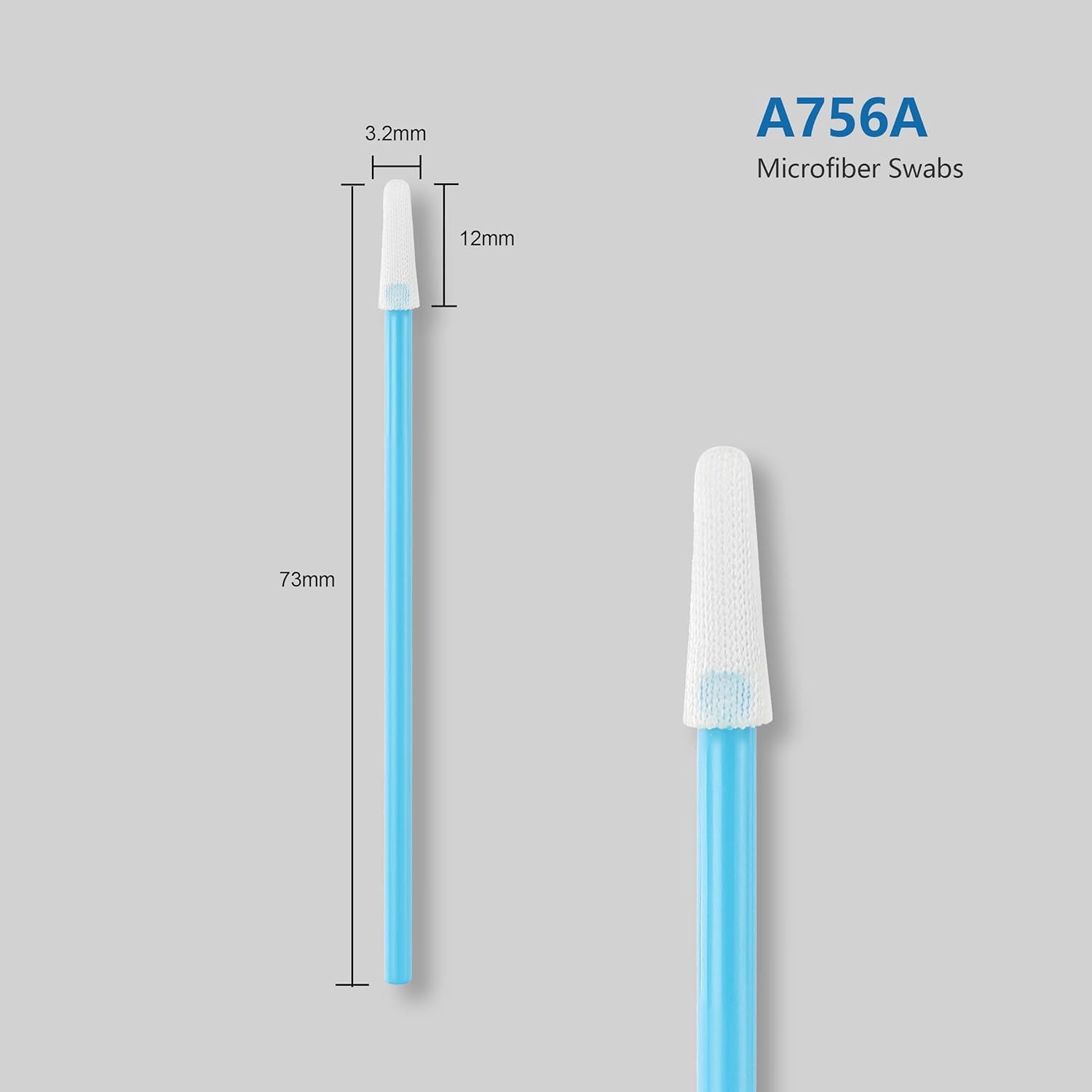 AAwipes Cleanroom Swabs Pointed Tips (Bulk Pack 1000 pcs, 73mm Length, 3.2mm Head Width, Blue) Multi-Purpose Cleaning Swab Sticks(A756A-1000)