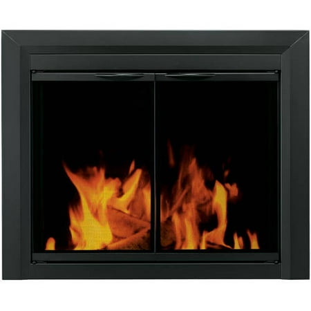 Pleasant Hearth Deerfield Cabinet Style Fireplace Glass Door, Midnight Black, DE-4000