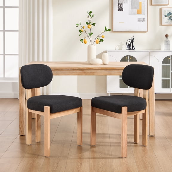 Oufan 2PCS Farmhouse Barrel-Shaped Backrest Upholstered Dining Chairs