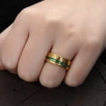 thumbnail image 4 of Hammered Emerald Tungsten Ring Mens Wedding Ring Promise 8mm Ring, 4 of 6