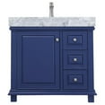 thumbnail image 2 of Jardin 36" Carrara White Marble Countertop Single Vanity w/o Mirror Jewelry Blue, 2 of 9
